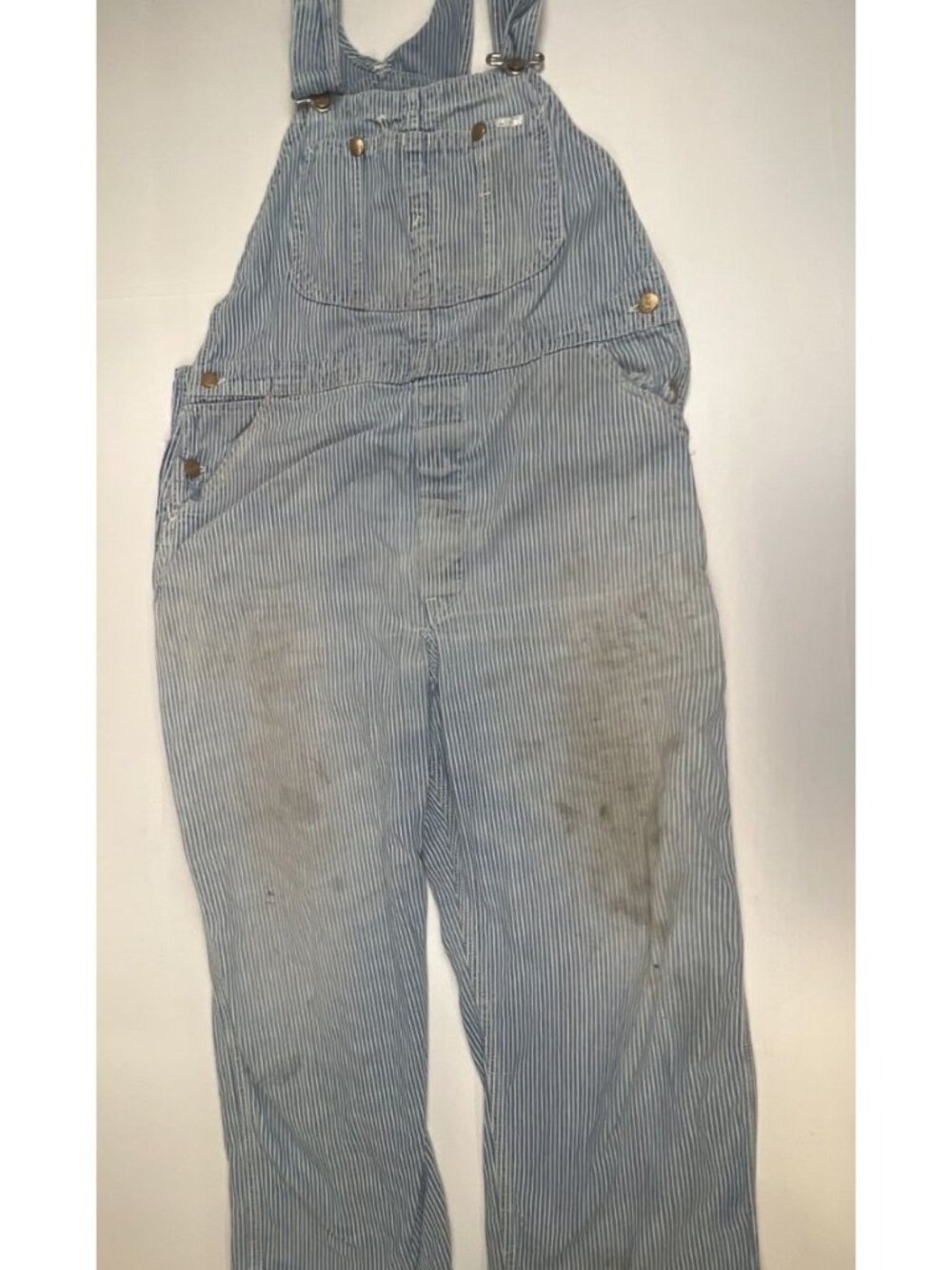 Vintage Lee Hickory Stripe Size 40x25 Overalls Men Made in USA Union Made Work